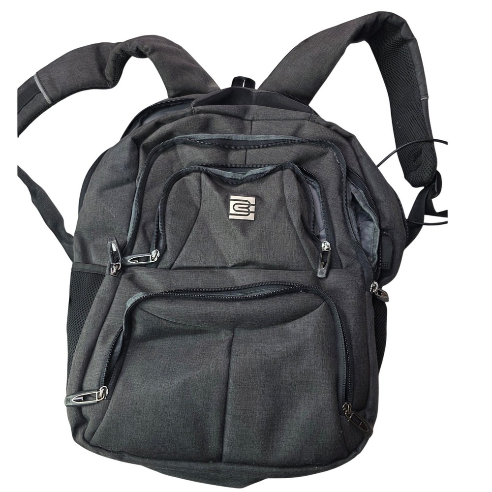 Bruno Cavalli Laptop Backpack‎ Gray Heather USB Charging Port Travel Work Bag P4